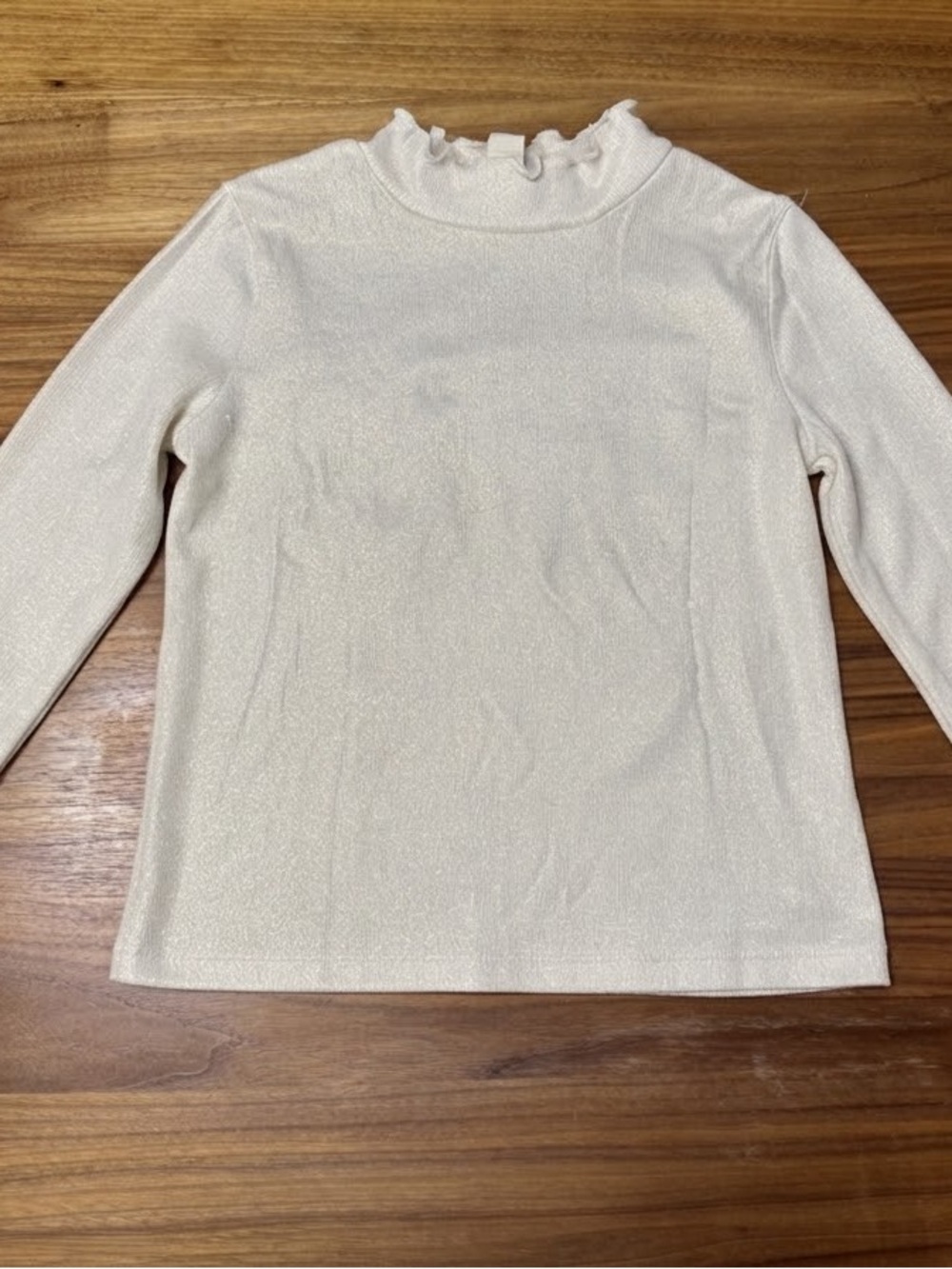 J.Crew Crewcuts Girls Sparkly Metallic Cream Mock Neck Top Size L (10-11)